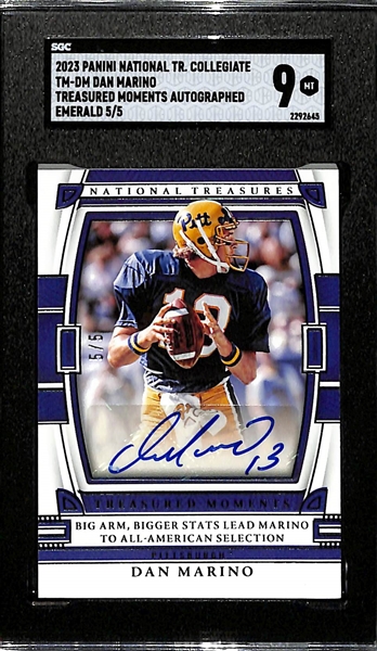 2023 National Treasures Collegiate Dan Marino Treasured Moments Autograph Emerald Graded SGC 9 (#/5)