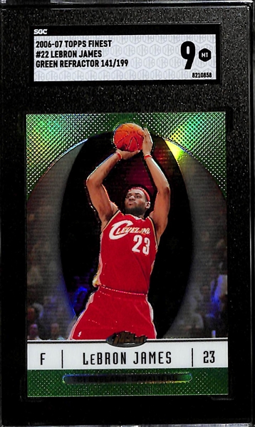 2006-07 Topps Finest LeBron James Green Fractor Graded SGC 9 (#/199)