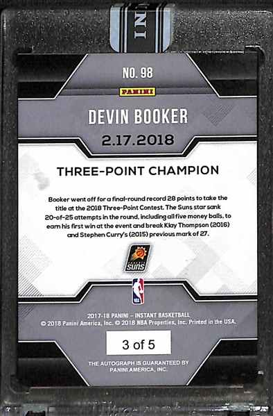 2017-18 Panini Instant Devin Booker Three Point Champion Autograph Orange (#/5)