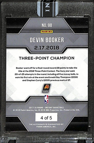 2017-18 Panini Instant Devin Booker Three Point Champion Autograph Orange (#/5)