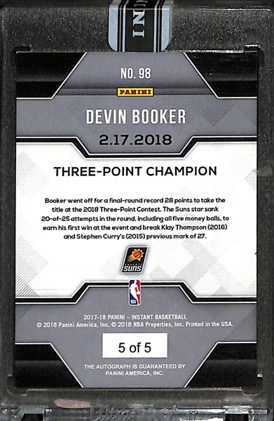 2017-18 Panini Instant Devin Booker Three Point Champion Autograph Orange (#/5)