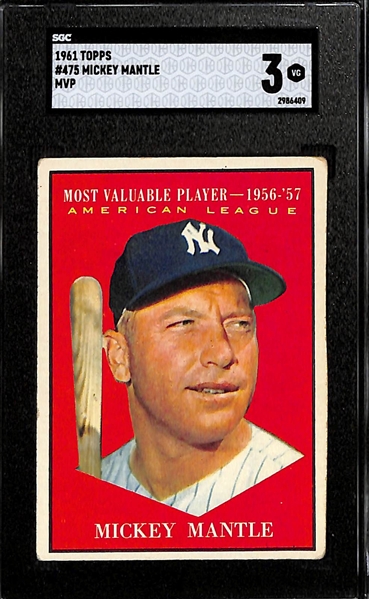 1961 Topps Mickey Mantle MVP Graded SGC 3