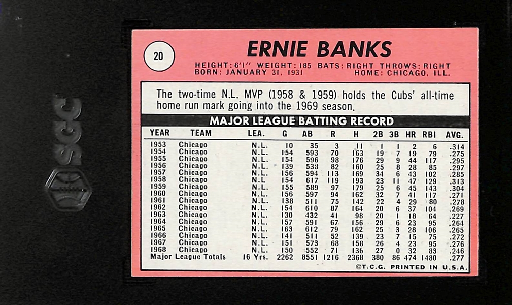 1969 Topps Ernie Banks Graded SGC 7