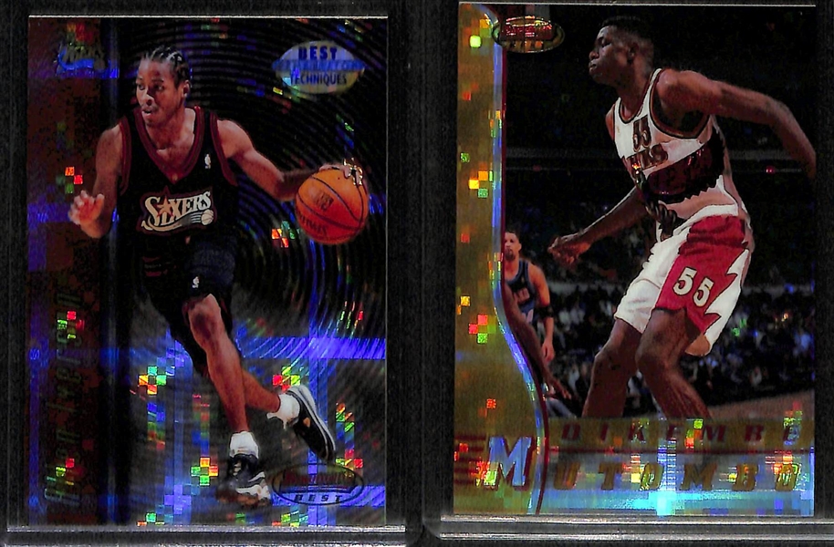 Lot of (4) Rare 1997 Atomic Refractor Cards- Bowmans Best Drew Bledsoe, Stadium Club Drew Bledsoe Triumvirate, Bowmans Best Allen Iverson, Bowmans Best Dikembe Mutombo