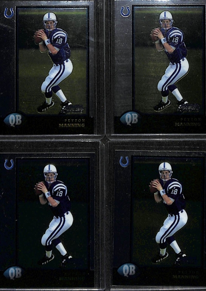 Lot of (4) 1998 Bowman Chrome Peyton Manning Rookie Cards