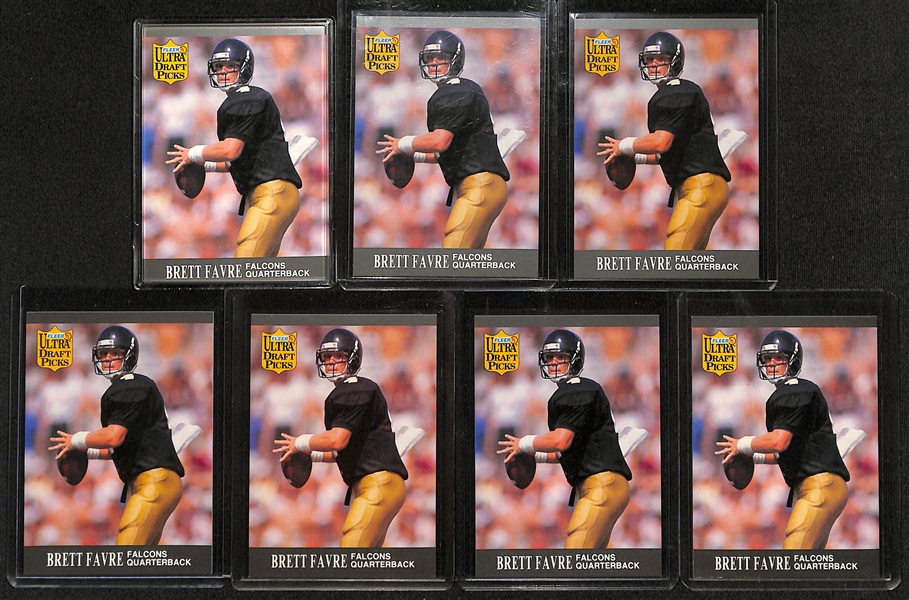 Lot of (70) Brett Favre Cards inc. (18) Rookies- (7) Fleer Ultra, (6) Upper Deck Star Rookie, Upper Deck Rookie Force, (4) Stadium Club