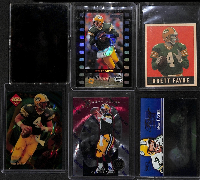 Lot of (51) Brett Favre Cards with Inserts + Refractors inc. 1997 Bowmans Best Refractor, 1995 Bowmans Best Refractor, 1998 Topps Finest Refractor, 1996 Finest Playmakers Refractors, +