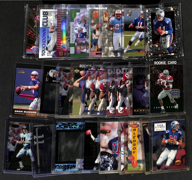 Lot of (27) Drew Bledsoe + Eddie George Cards inc. 1997 Skybox Essentials Bledsoe Credentials (#/100), 1997 Stadium Club Bledsoe Math Proof (#/120), +