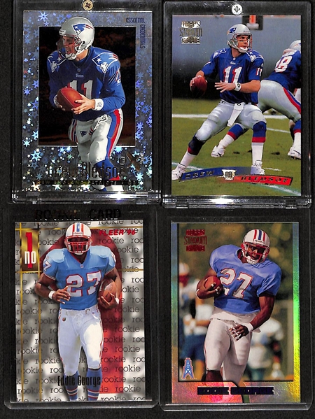 Lot of (27) Drew Bledsoe + Eddie George Cards inc. 1997 Skybox Essentials Bledsoe Credentials (#/100), 1997 Stadium Club Bledsoe Math Proof (#/120), +