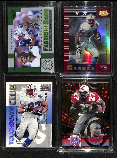 Lot of (27) Drew Bledsoe + Eddie George Cards inc. 1997 Skybox Essentials Bledsoe Credentials (#/100), 1997 Stadium Club Bledsoe Math Proof (#/120), +