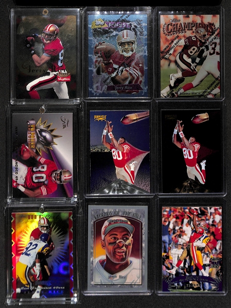 Lot of (75) Jerry Rice + Randy Moss Cards inc. 1998 Edge Masters Rice Gold (#/150), 2000 Skybox Molten Metal Moss Gridiron Gods, 1997 Topps Rice High Octane, +