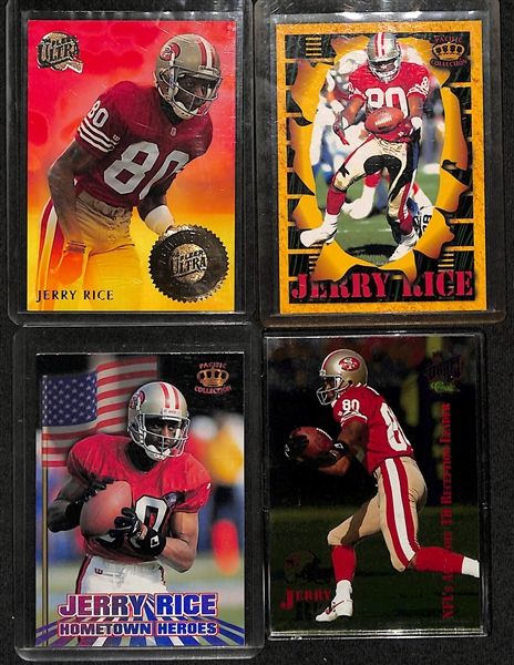 Lot of (75) Jerry Rice + Randy Moss Cards inc. 1998 Edge Masters Rice Gold (#/150), 2000 Skybox Molten Metal Moss Gridiron Gods, 1997 Topps Rice High Octane, +