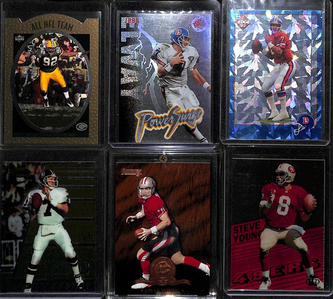 Lot of (100+) 1980-2000s Football Cards with Inserts, Rookies, Short Prints inc. 1996 Donruss Crusade Eddie George Call To Arms Red (#/25), 1997 Topps Reggie White Hall Bound, +