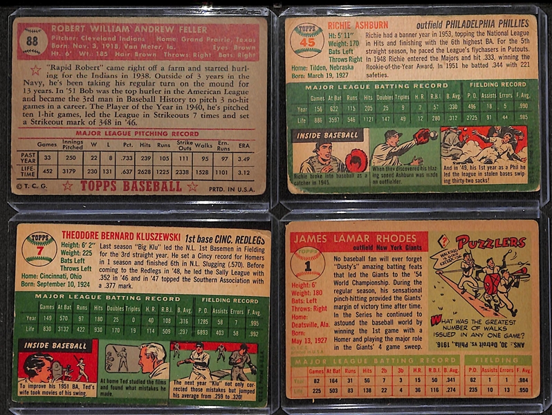  Lot of (200+) 1952-1956 Topps & Bowman Baseball Cards w. 1952 Topps Bob Feller