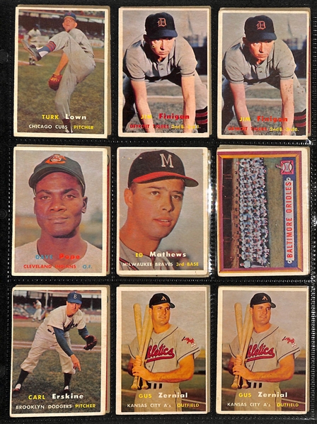 Lot of (250+) 1957 Topps Baseball Cards w. Roy Campanella & Pee Wee Reese