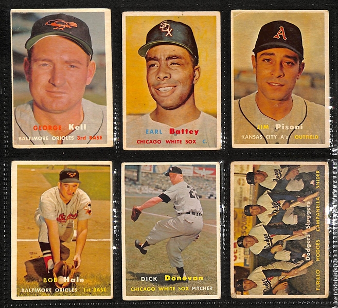 Lot of (250+) 1957 Topps Baseball Cards w. Roy Campanella & Pee Wee Reese