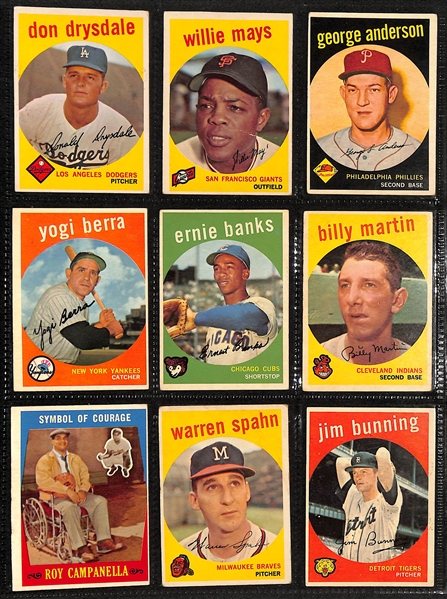 Lot of (500+) 1959 Topps Baseball Cards w. Yogi Berra & Ernie Banks