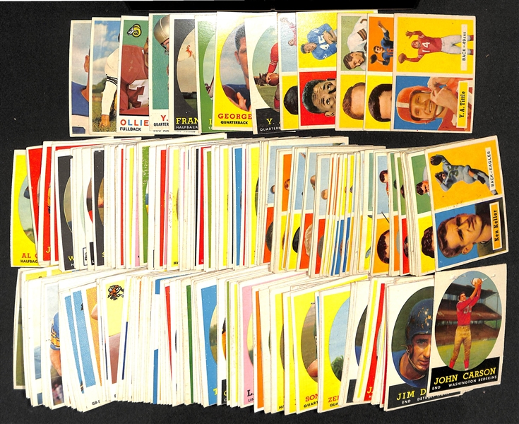 Lot of (approx 250) 1957-1960 Topps Football Cards w. 1957 Y.A. Tittle & 1957 George Blanda. 