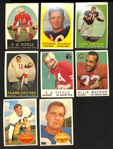 Lot of (approx 250) 1957-1960 Topps Football Cards w. 1957 Y.A. Tittle & 1957 George Blanda. 