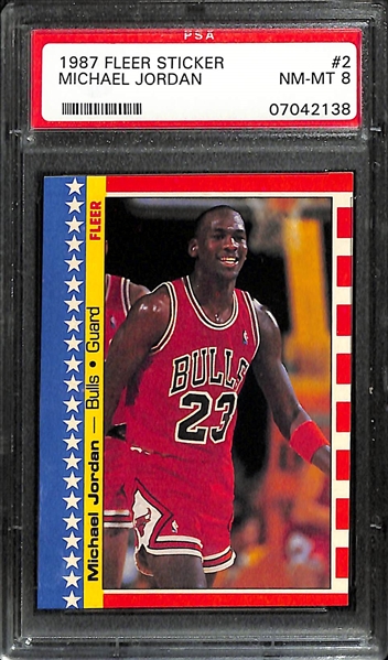 1987-88 Fleer Michael Jordan Sticker (2nd Year) #2 Graded PSA 8