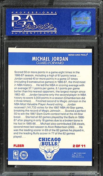 1987-88 Fleer Michael Jordan Sticker (2nd Year) #2 Graded PSA 8