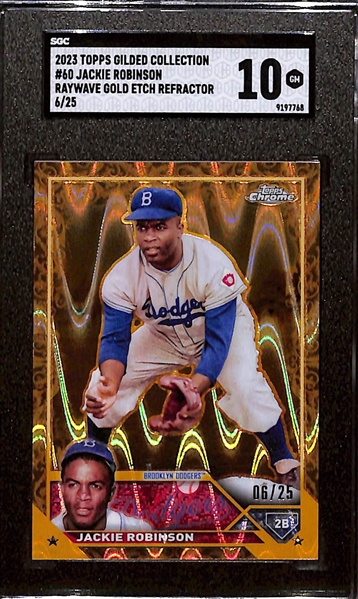 2023 Topps Gilded Collection Jackie Robinson #60 Raywave Gold Etch Refractor #6/25 Graded SGC 10 Gem Mint!