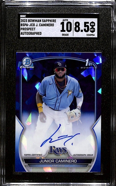 2023 Bowman Chrome Sapphire Junior Caminero Prospect Autograph Rookie Graded SGC 8.5 (10 Auto Grade)