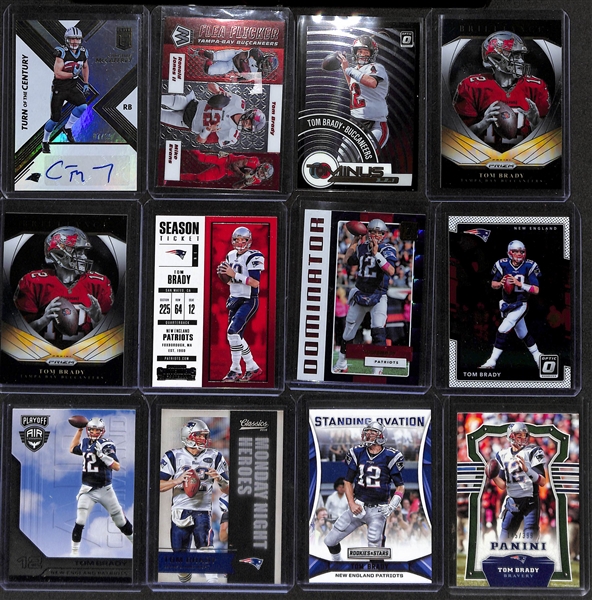 70+ Sports Cards Inc. 2017 Elite TOTC Christian McCaffrey Autograph Rookie (#/99) & 50+ Tom Brady Cards