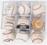 (8) Signed Baseballs w. Bruce Sutter, Gaylord Perry, Dave Dravecky, DJ Dozier, Tom Herr (Faded), Aaron Herr, Multi-Signed (w. Kruk), Travis Hafner - JSA Auction Letter