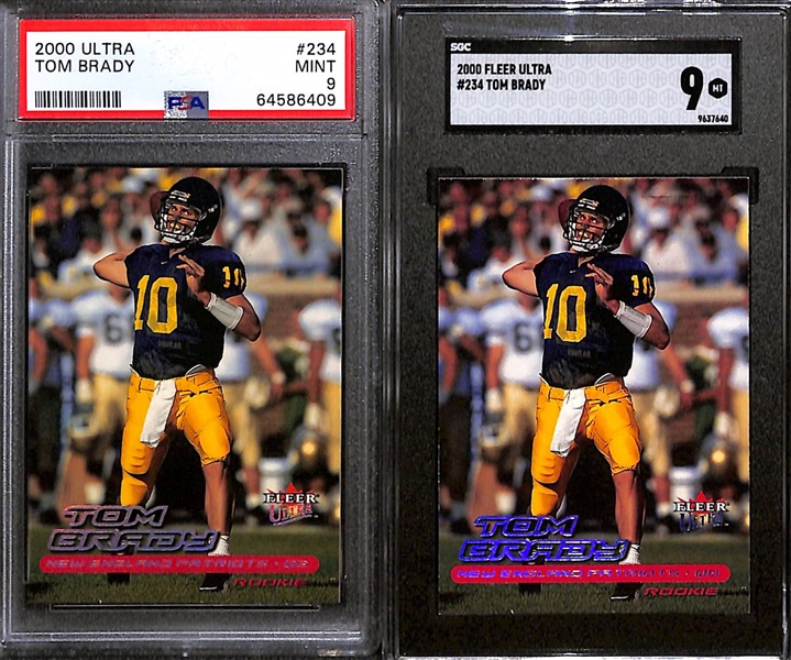 Lot of (3) 2000 Fleer Ultra Tom Brady #234 Rookie Cards - PSA 9, SGC 9 & 8