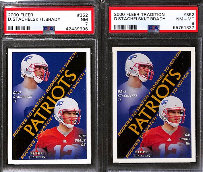 Lot of (4) 2000 Fleer Tradition Tom Brady #352 Rookie Cards - SGC 9, 8 & PSA 8, 7