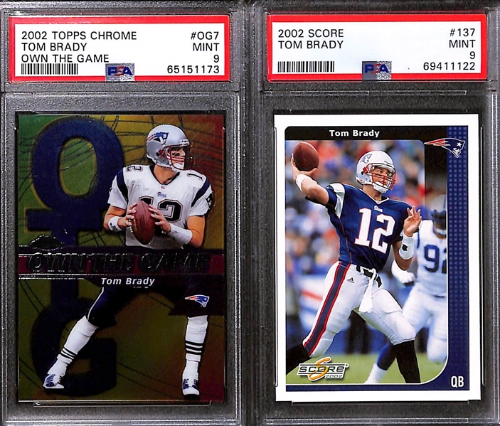 (7) 2002 Tom Brady PSA Graded Cards w. 2002 Fleer Authentix PSA 10 GEM MINT