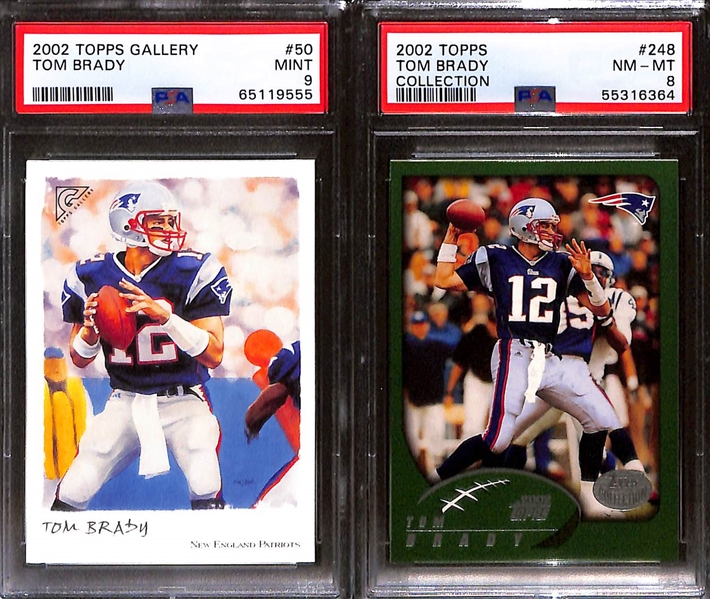 (7) 2002 Tom Brady PSA Graded Cards w. 2002 Fleer Authentix PSA 10 GEM MINT