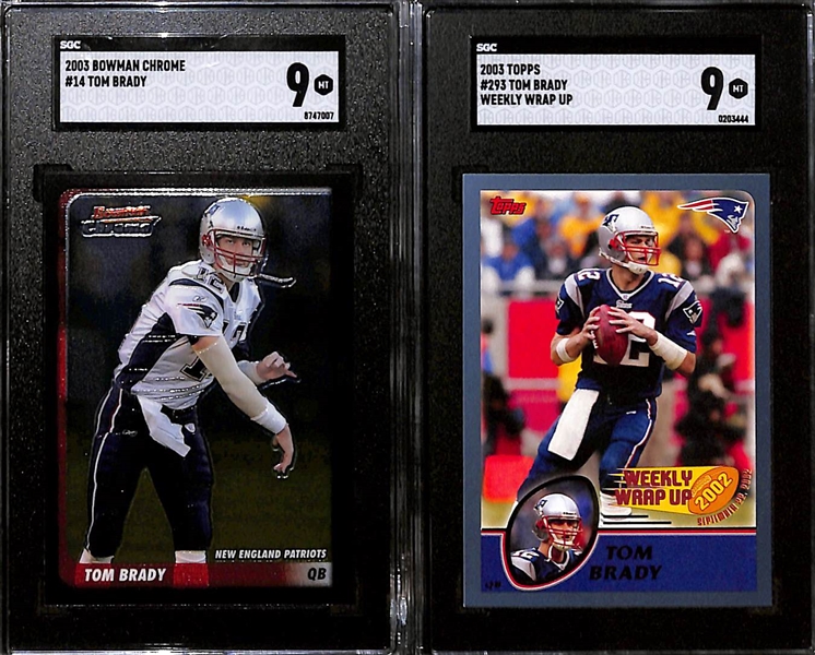 Lot of (9) SGC Graded 2003 Tom Brady Cards inc. SP Game Used (SGC 10), Fleer Ultra (SGC 9.5), Bowman Chrome (SGC 9), Topps (SGC 9), +