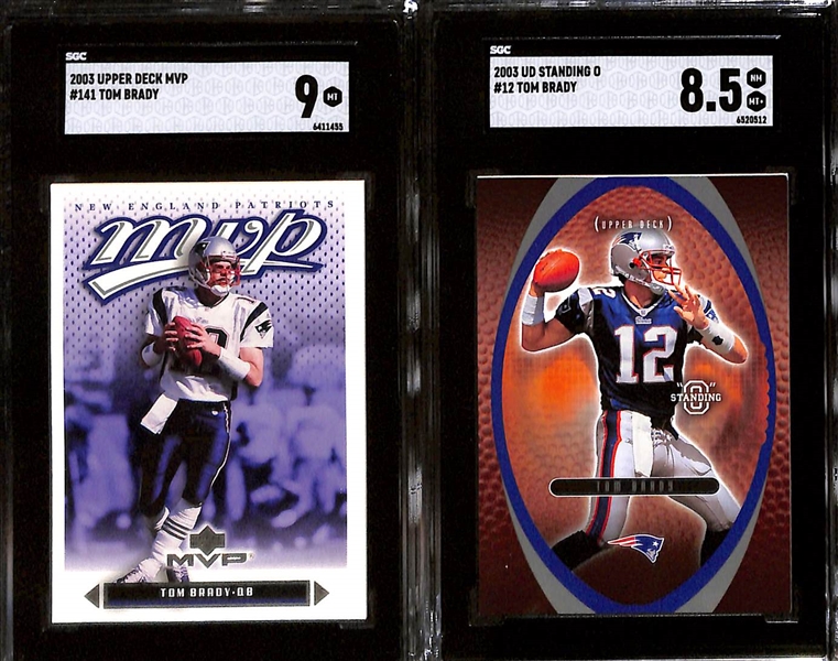 Lot of (9) SGC Graded 2003 Tom Brady Cards inc. SP Game Used (SGC 10), Fleer Ultra (SGC 9.5), Bowman Chrome (SGC 9), Topps (SGC 9), +