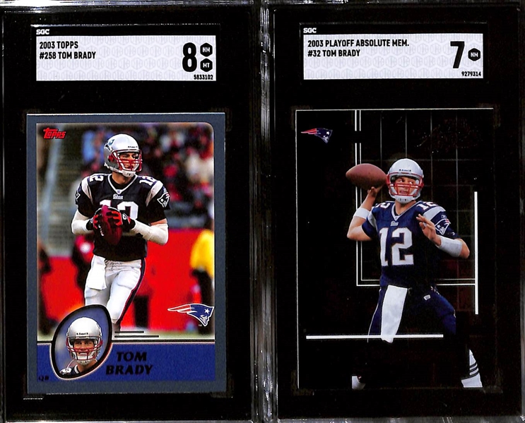 Lot of (9) SGC Graded 2003 Tom Brady Cards inc. SP Game Used (SGC 10), Fleer Ultra (SGC 9.5), Bowman Chrome (SGC 9), Topps (SGC 9), +