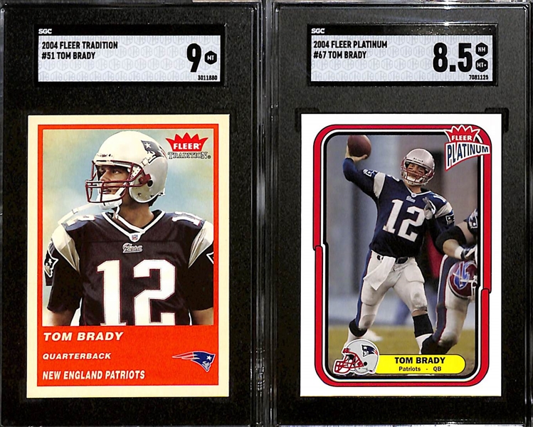 Lot of (7) Graded 2004 Tom Brady Cards w. Fleer Tradition Tom Brady SGC 9