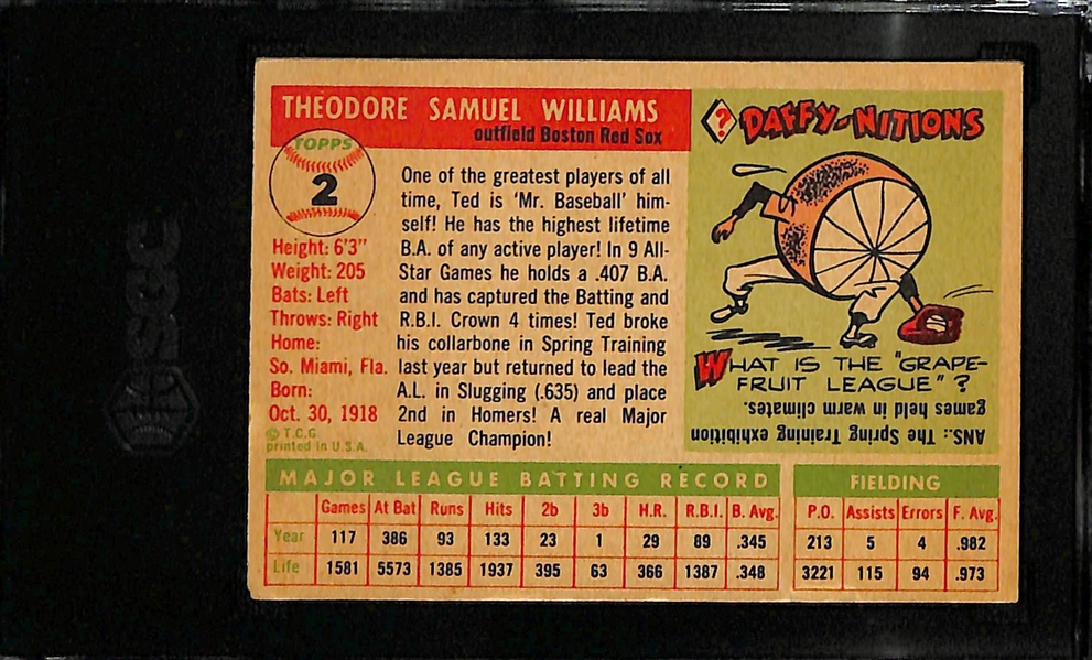 1955 Topps Ted Williams #2 Graded SGC 1.5