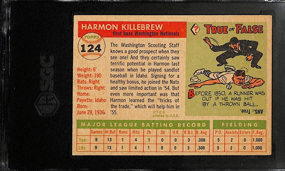 1955 Topps Harmon Killebrew Rookie Card #124 Graded SGC 1.5