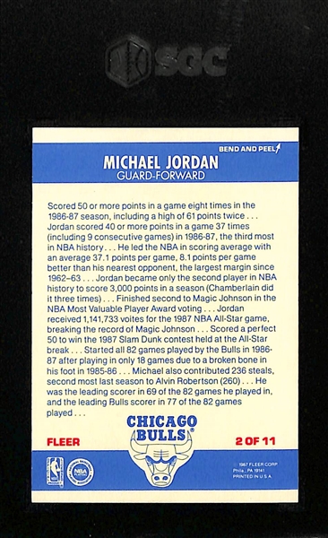 1987-88 Fleer Michael Jordan Sticker (2nd Year) #2 Graded SGC 8