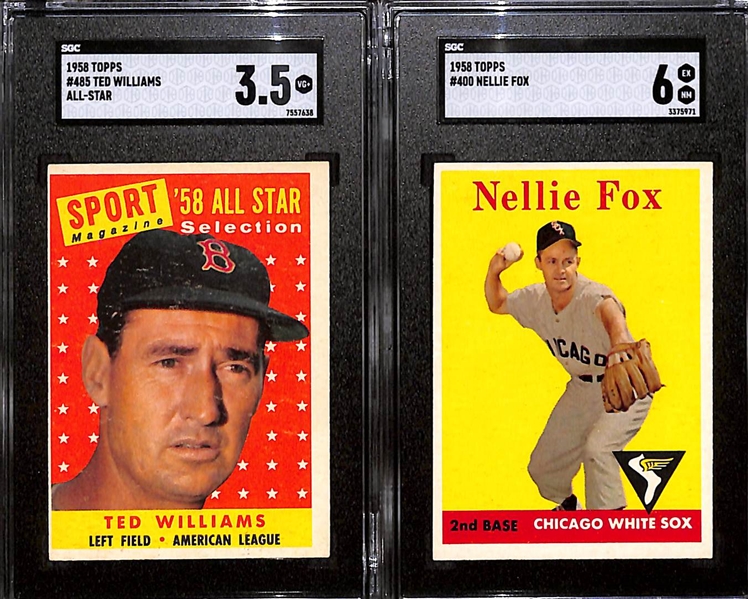 1958 Topps Ted Williams All-Star SGC 3.5 & Nellie Fox SGC 6