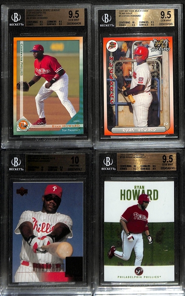 Lot of (10) Ryan Howard Cards inc. 2003 Topps Pristine Rookie Refractor (BGS 9.5) (#/1599), (3) 2005 E-Topps (#/2000) (1 Graded BGS 9.5), +