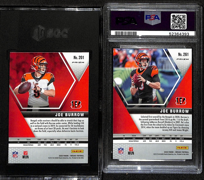 Lot of (2) Graded 2020 Mosaic Joe Burrow Rookie Pink Camos- SGC 9.5, PSA 9