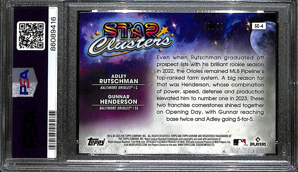 2023 Topps Chrome Cosmic Adley Rutschman/Gunnar Henderson Star Clusters Rookie Gold Intersteller Graded PSA 10 (#/50)