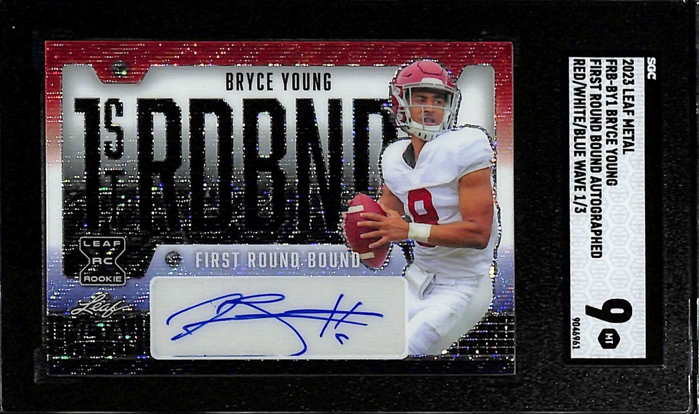 2023 Leaf Metal Bryce Young Autograph Rookie Red White Blue Wave Graded SGC 9 (#/3)