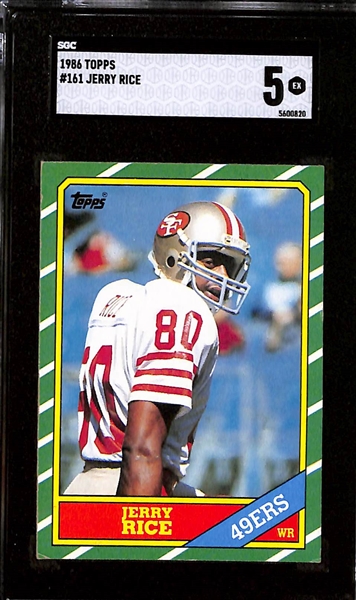 (3) 1986 Topps Jerry Rice Rookie Cards (SGC 7, SGC 6.5, & SGC 5)