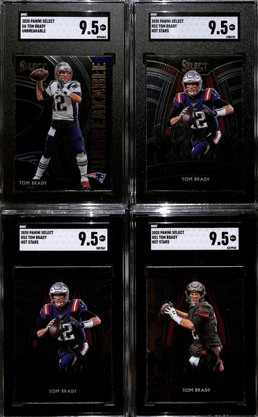 Lot of (13) Graded 2020 Tom Brady Panini Select Cards w. Panini Select #1 Tom Brady Tri Color Prizm 66/199 SGC 10