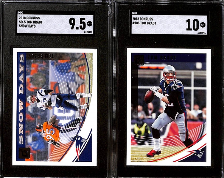 Lot of (10) Graded 2018 Tom Brady Cards w. Panini Contenders Optic PSA 10 & Panini Score Sidelines SGC 10