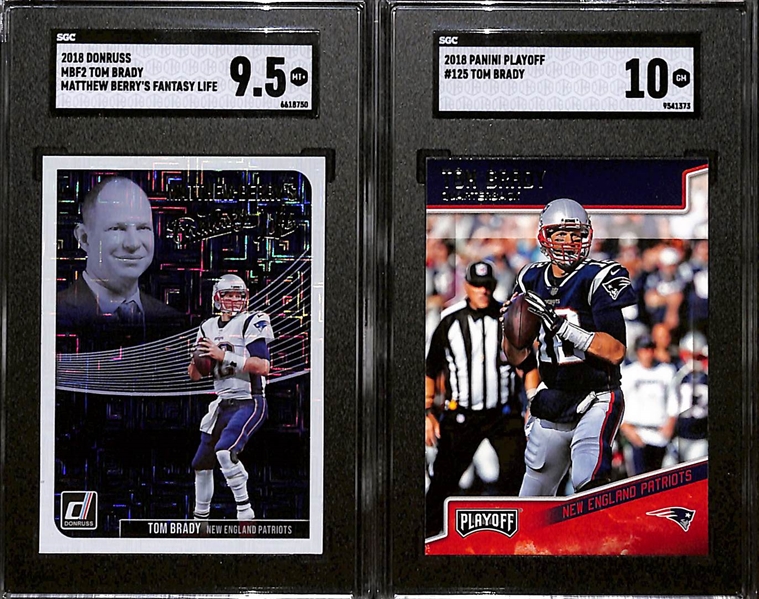 Lot of (9) Graded 2018 Tom Brady Cards w. Panini Playoff Heroes PSA 10 & Donruss D-10 Dominators SGC 10