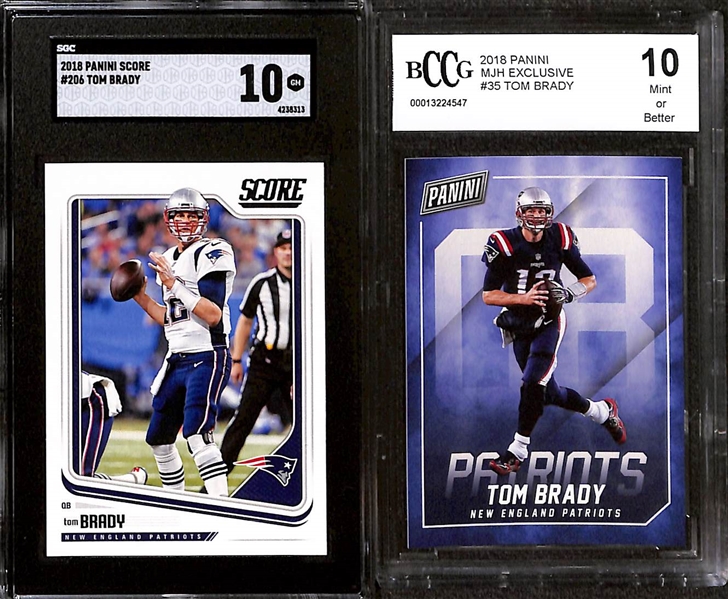 Lot of (10) Graded 2018 Tom Brady Cards w. Donruss Optic Holo Prizm SGC 10 & Panini Contenders DP PSA 10